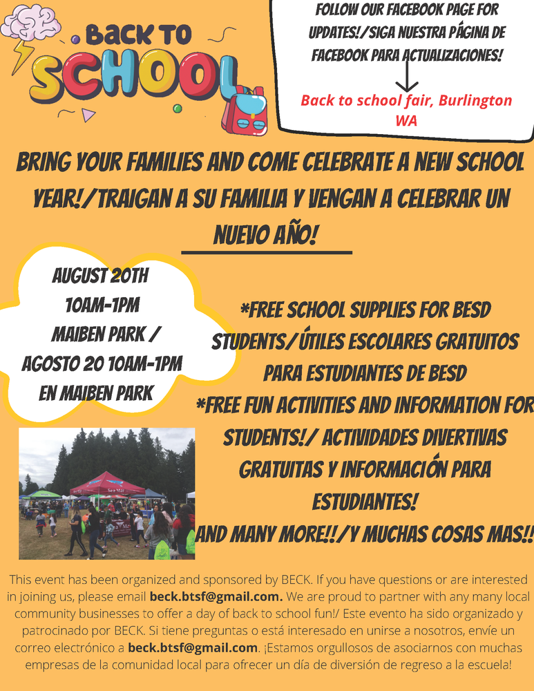 flyer for Back to School Fair